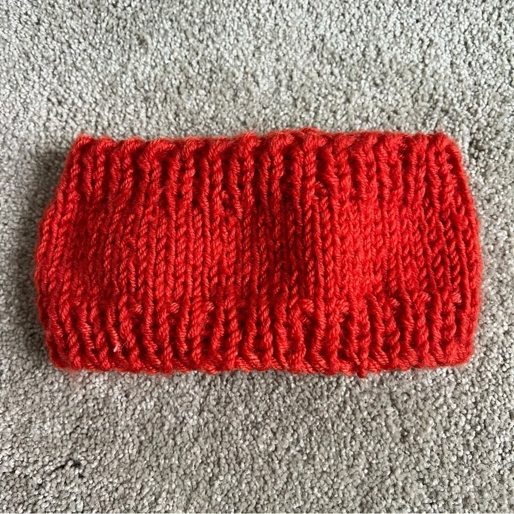 Handmade Crochet Orange Knitted Flower Head Wraps Headband Boho Hat Holiday Ski